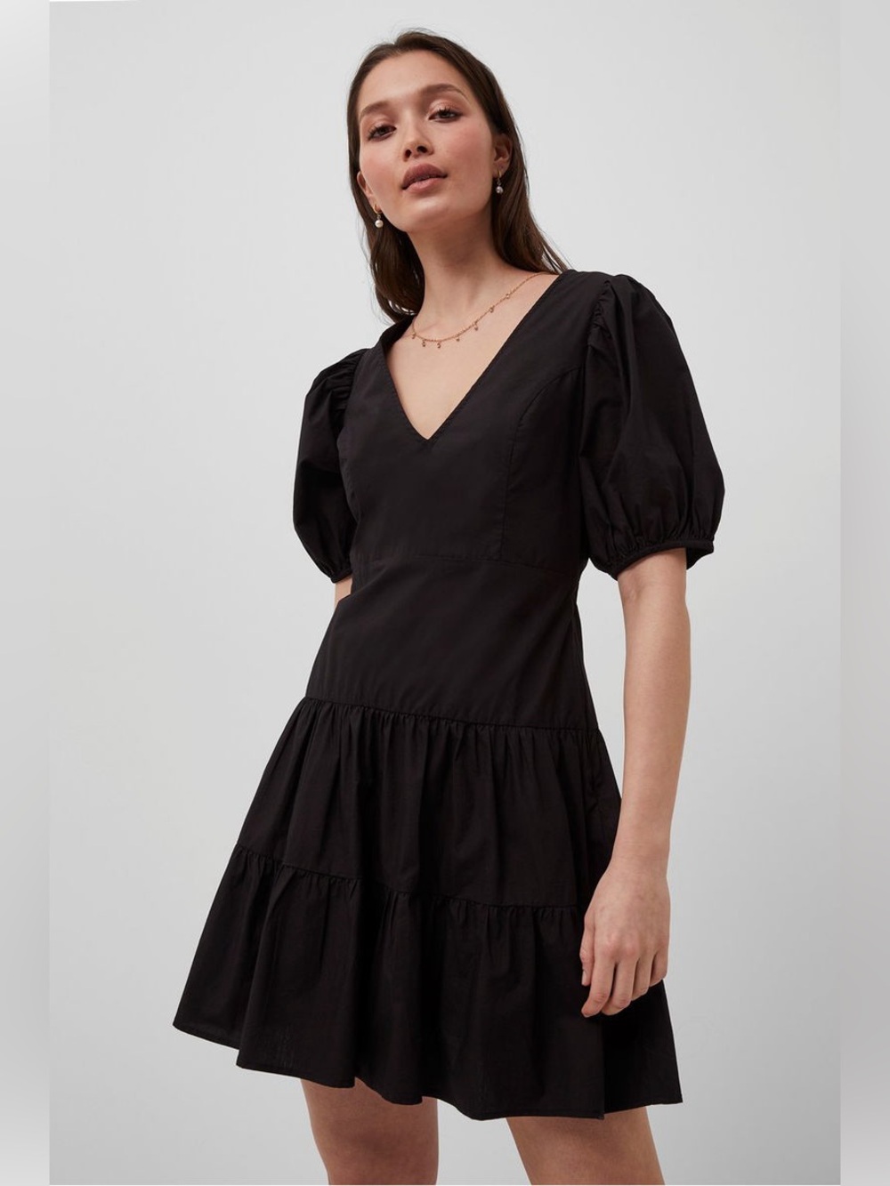 Birch Poplin Puff Sleeve Mini Dress